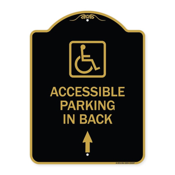W/ NY Approved Isa Accessible Parking on Up Arrow W/ Graphic Alum Sign, 18" x 24", BG-1824-22697